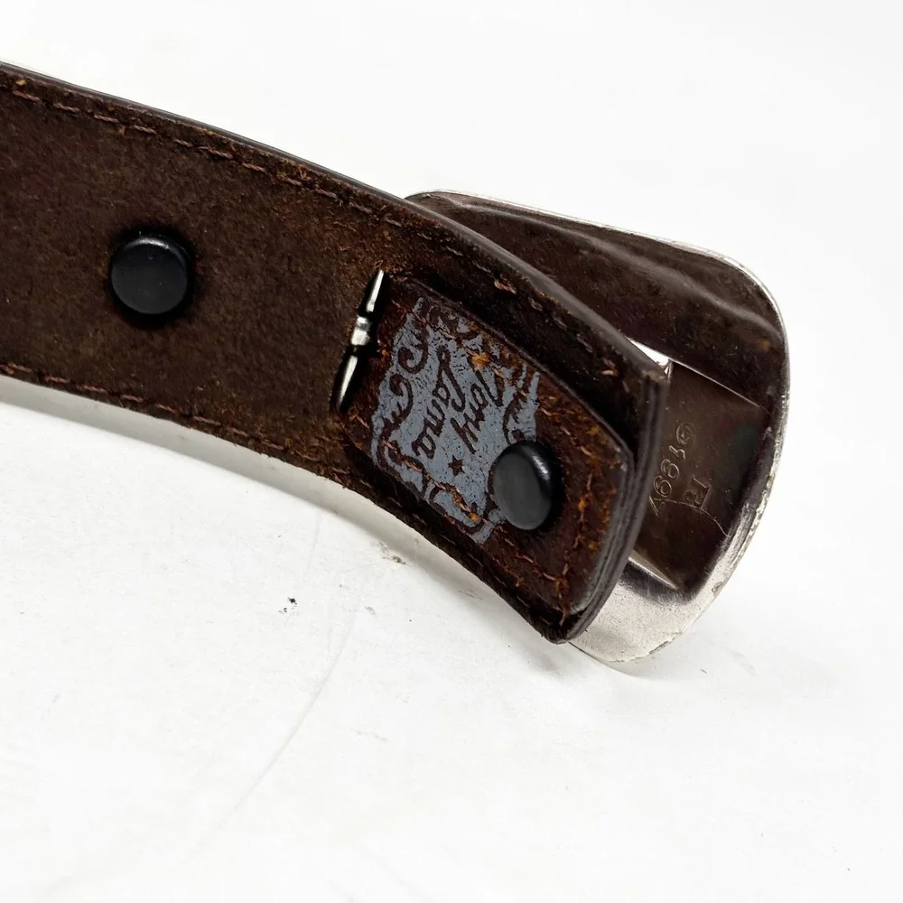 1997 Tony Lama Horsehair Braided Western Leather Ranger Belt Size 40 Silver Tone